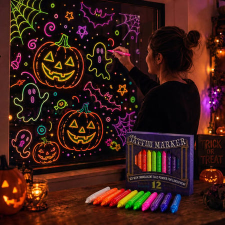 Halloween Glow Art Markers - DIY Neon Pens for Pumpkin, Window & Costume Decorations