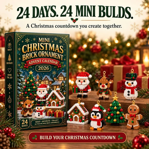 24-Day Mini Christmas Brick Ornament Advent Calendar 24 Unique Buildable Holiday Ornaments to Create, Hang & Keep