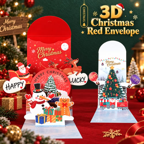 3D Christmas Money Gift Card, Pop Up Holiday Card with Cash Envelope, Creative Christmas Greeting Card for Kids, Family & Loved Ones