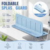 Foldable Kitchen Sink Splash Guard, ABS+TPE Water Splash Blocker with Suction Cups & Drainage Holes, Sponge Holder Design for Sink Edge
