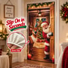 Santa Christmas Door Cover with Elastic Edges Reusable Holiday Decor